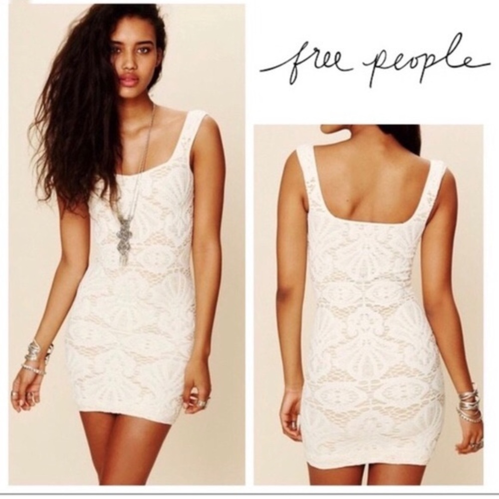 NEW Free People XS S Ivory Cream Bodycon Dress